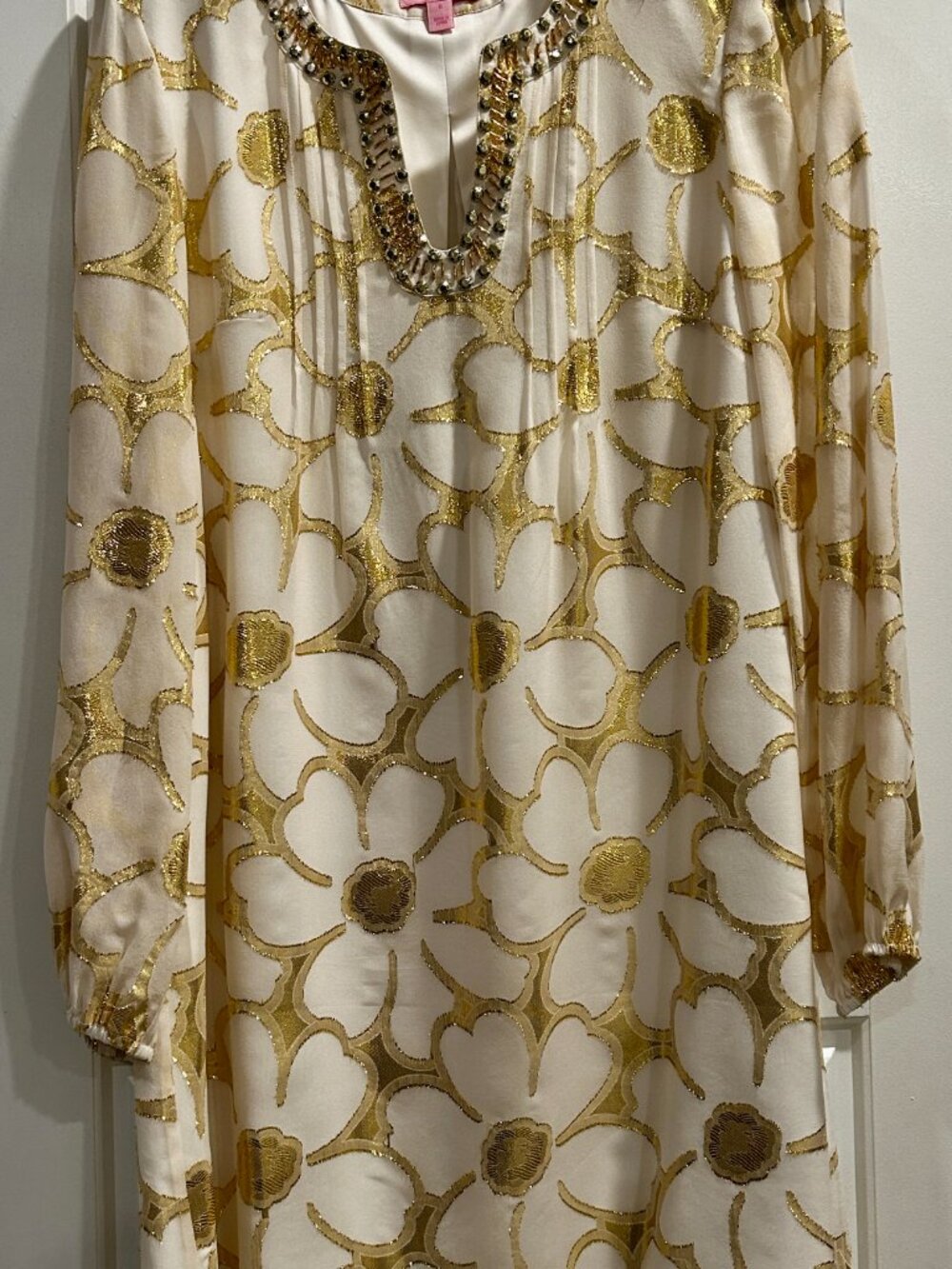 Lilly Pulitzer Colby White & Gold Floral Tunic Dress, excellent condition